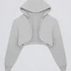 Copri spalle corto con cappuccio in jersey spazzolato, colore grigio nebbia Copri spalle corto con cappuccio in jersey spazzolato, colore grigio nebbia