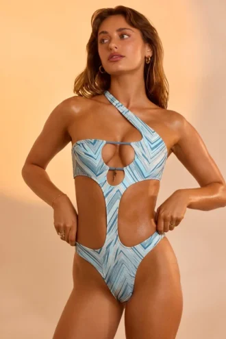 Costume da bagno intero Signature Swim II con stampa blu