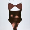 Costume intero a pannelli con cut-out Zarza in bronzo dorato Costume intero a pannelli con cut-out Zarza in bronzo dorato