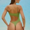 Costume intero Formentera con cut-out decorati in verde oliva