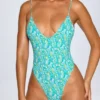Costume intero Sicily con schiena scoperta in stampa blu multicolore Costume intero Sicily con schiena scoperta in stampa blu multicolore