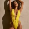 Costume intero Syros con cut-out arricciati in giallo dorato Costume intero Syros con cut-out arricciati in giallo dorato