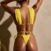 Costume intero Syros con cut-out arricciati in giallo dorato Costume intero Syros con cut-out arricciati in giallo dorato
