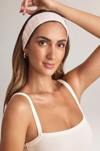 Fascia per capelli a coste in modal Candy con stampa a righe