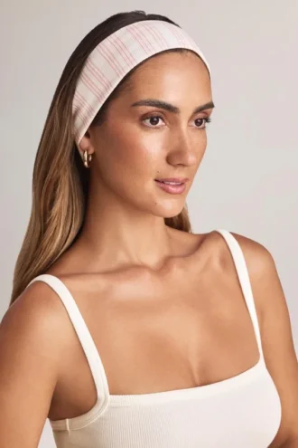 Fascia per capelli a coste in modal Candy con stampa a righe