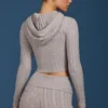 Felpa con cappuccio e zip in maglia a trecce grigio melange Felpa con cappuccio e zip in maglia a trecce grigio melange
