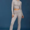 Felpa con cappuccio e zip in maglia a trecce grigio melange Felpa con cappuccio e zip in maglia a trecce grigio melange