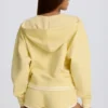 Felpa con cappuccio in jersey di cotone con scollo a V, colore Lemon Felpa con cappuccio in jersey di cotone con scollo a V, colore Lemon