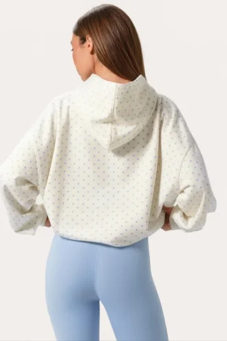 Felpa con cappuccio oversize con applicazioni in Milk a pois