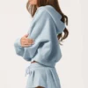 Felpa con cappuccio oversize con zip in blu polvere Felpa con cappuccio oversize con zip in blu polvere