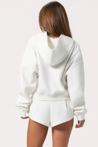 Felpa con cappuccio oversize con zip  in Milk