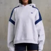 Felpa con cappuccio oversize in felpa di cotone, grigio melange Felpa con cappuccio oversize in felpa di cotone, grigio melange