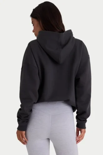 Felpa con cappuccio oversize in morbido cotone felpato, nero