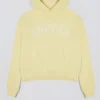 Felpa con cappuccio oversize ricamata in giallo tenue Felpa con cappuccio oversize ricamata in giallo tenue