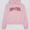 Felpa con cappuccio oversize ricamata in rosa cipria Felpa con cappuccio oversize ricamata in rosa cipria
