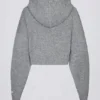 Felpa corta con cappuccio e zip in morbida maglia, colore grigio Felpa corta con cappuccio e zip in morbida maglia, colore grigio