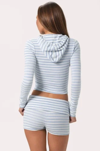 Mini shorts in jersey a costine a righe blu