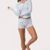 Mini shorts in jersey a costine a righe blu Mini shorts in jersey a costine a righe blu