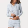 Mini shorts in jersey a costine a righe blu Mini shorts in jersey a costine a righe blu