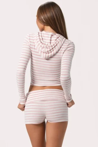 Mini shorts in jersey a costine a righe rosa Mini shorts in jersey a costine a righe rosa