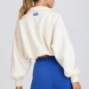 Felpa corta con zip a un quarto in bianco