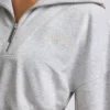 Felpa corta con zip a un quarto in grigio melange