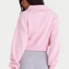 Felpa corta con zip in maglia a costine, rosa pallido Felpa corta con zip in maglia a costine, rosa pallido