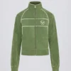 Felpa corta con zip in spugna verde