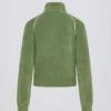 Felpa corta con zip in spugna verde