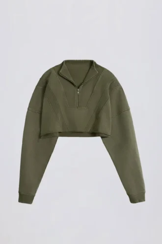 Felpa corta in jersey di cotone con lavaggio acido, verde chiaro