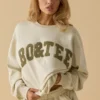 Felpa oversize a girocollo in color osso