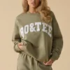 Felpa oversize a girocollo in Soft Olive