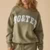 Felpa oversize a girocollo in Soft Olive