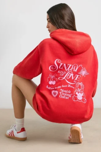 Felpa oversize in morbido jersey di cotone, colore rosso