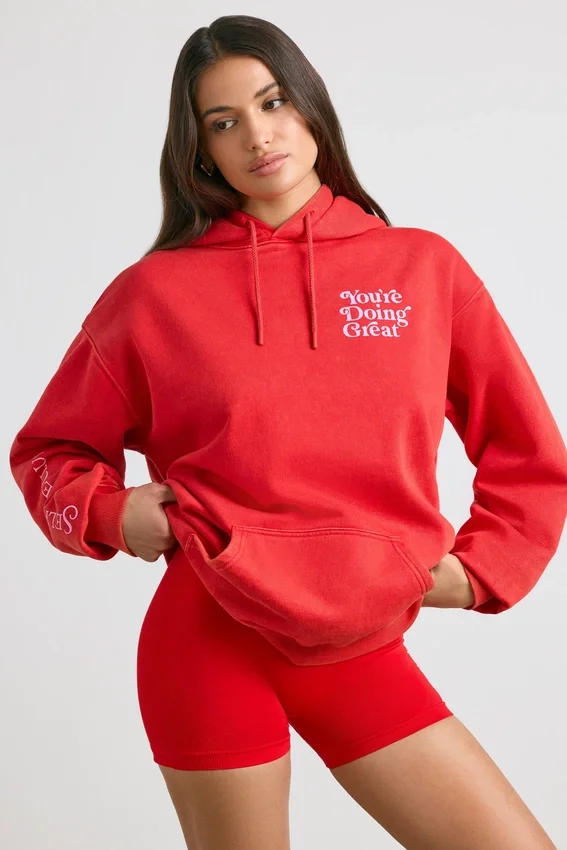 Felpa oversize in morbido jersey di cotone, colore rosso