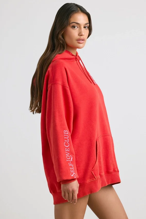 Felpa oversize in morbido jersey di cotone, colore rosso