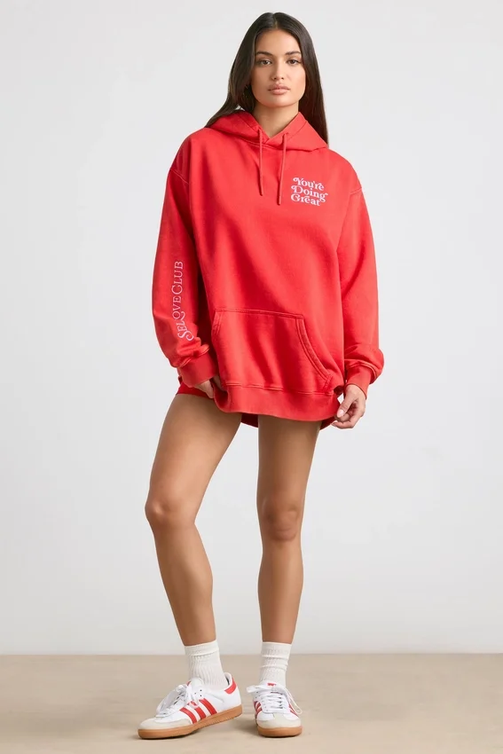 Felpa oversize in morbido jersey di cotone, colore rosso