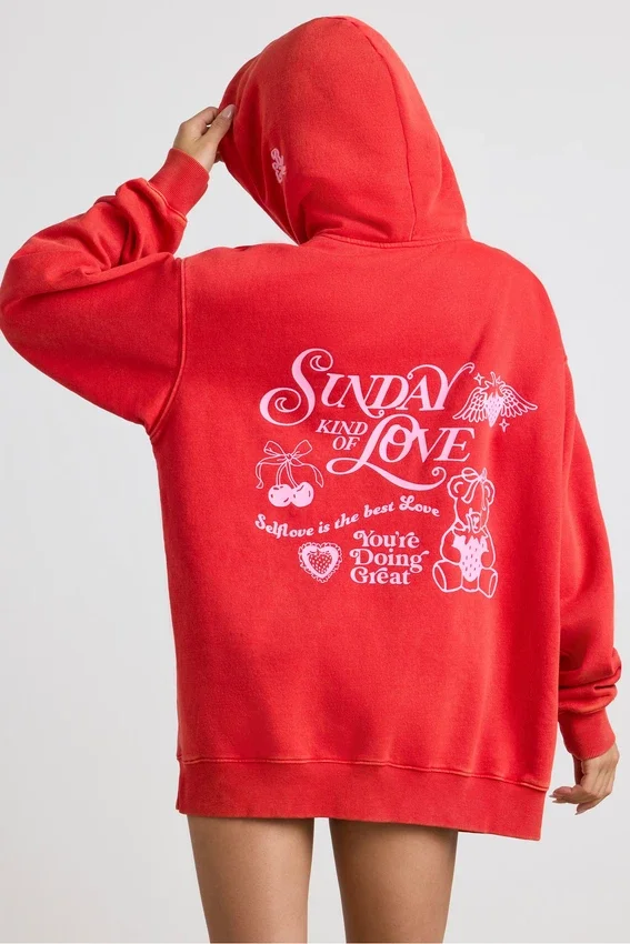 Felpa oversize in morbido jersey di cotone, colore rosso