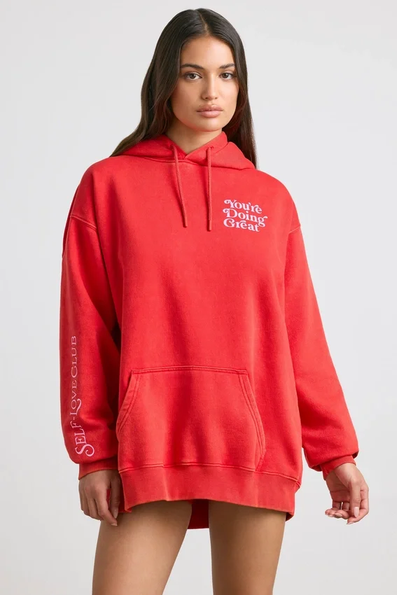Felpa oversize in morbido jersey di cotone, colore rosso