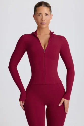 Giacca con zip Soft Active in bordeaux