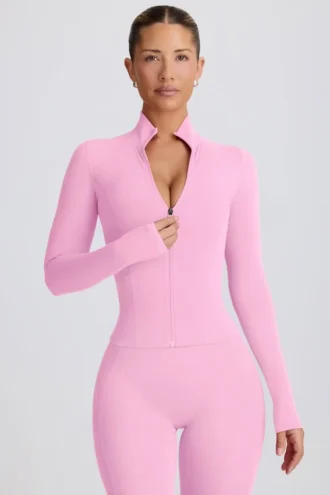 Giacca con zip Soft Active in rosa baby