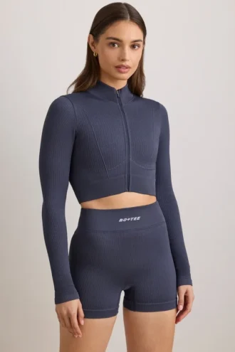 Giacca corta con zip FlexiRib in Indigo Slate