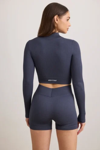Giacca corta con zip FlexiRib in Indigo Slate
