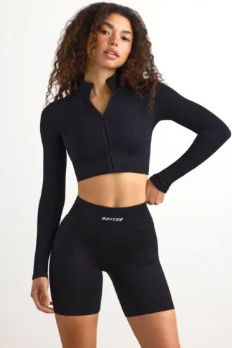 Giacca corta con zip FlexiRib in nero