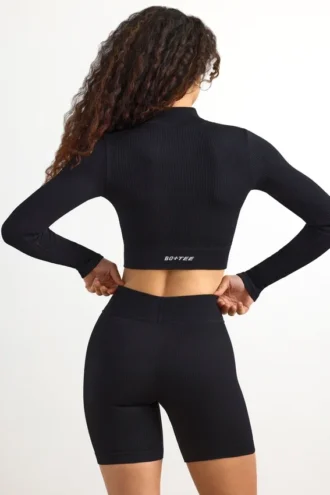 Giacca corta con zip FlexiRib in nero