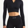 Giacca corta con zip FlexiRib in nero Giacca corta con zip FlexiRib in nero