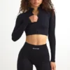 Giacca corta con zip FlexiRib in nero Giacca corta con zip FlexiRib in nero