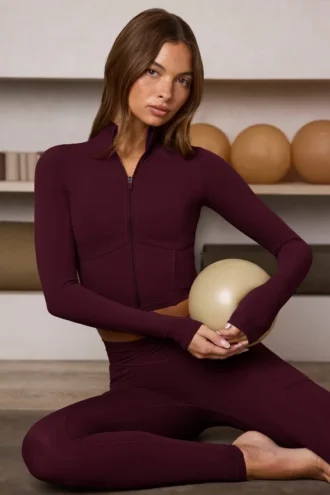 Giacca corta con zip Soft Active in bordeaux