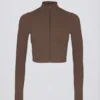 Giacca corta con zip Soft Active in color Cacao