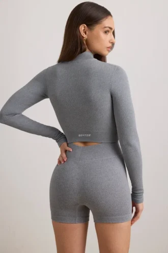 Giacca corta FlexiRib in grigio melange
